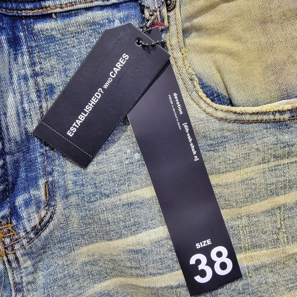 NWT PREME Mens Distressed Destroyed Denim Jeans Streetwear 38 / 34 - Picture 9 of 13